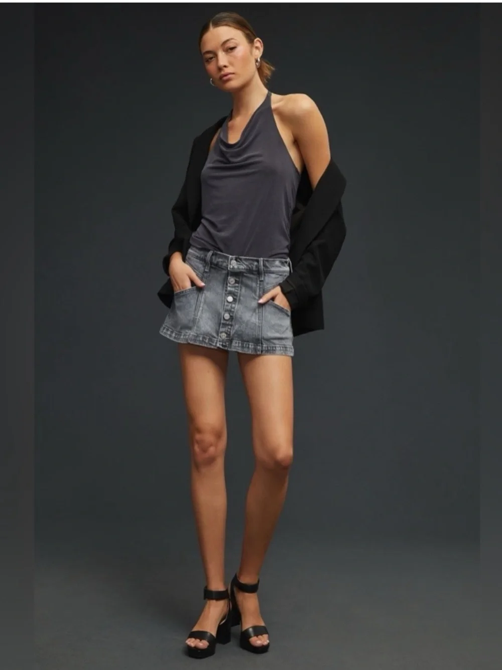 Mother the Breaker Mini Skort Shadow Dancing Black Size 29